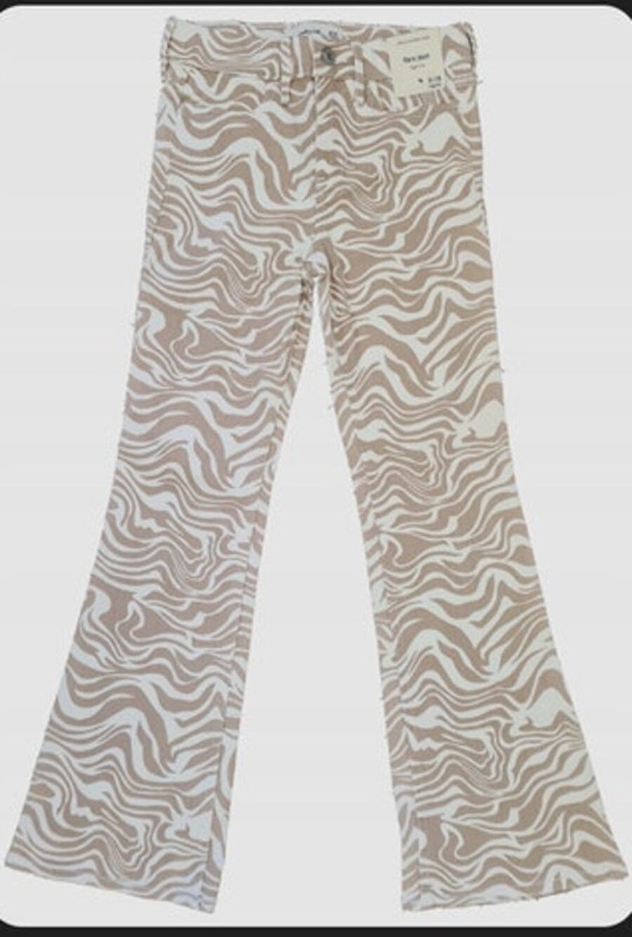 Girls Abercrombie & Fitch Cream Zebra High Rise Flare Jean Size 9/10